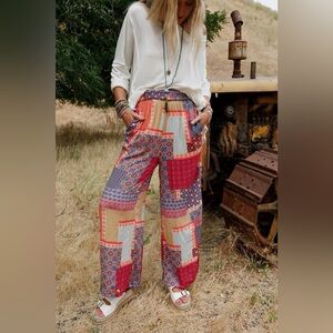 Three Bird Nest Sapphire Printed Palazzo Pants - Red Multi